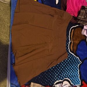 Brown Pleated Skirt